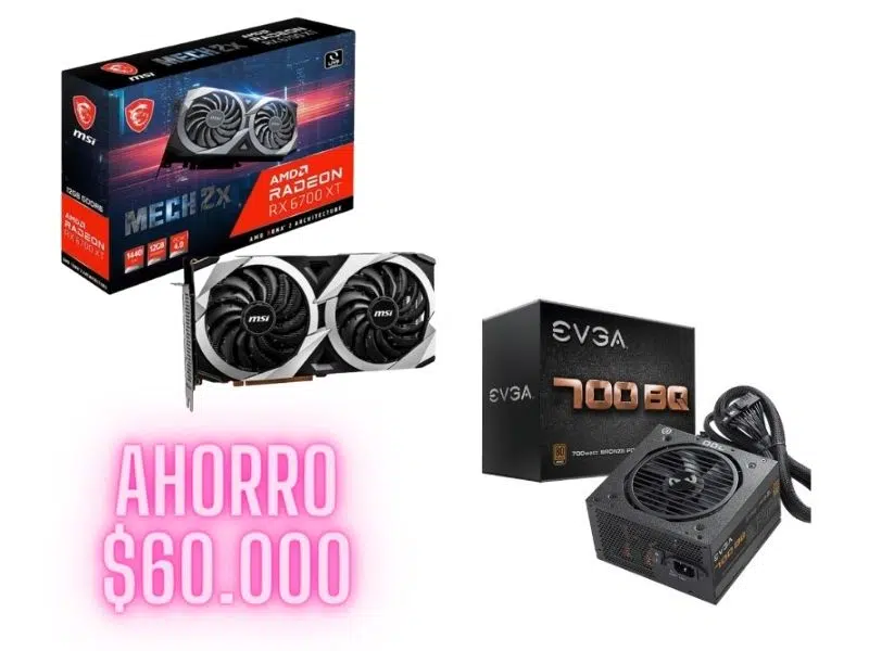 Combo 3_FUENTE 700 W + RX 6700 XT COMBO 3 - RX 6700 XT 12 GB GDDR6 + Fuente de poder EVGA 700W Semi-Modular - Imagen 1