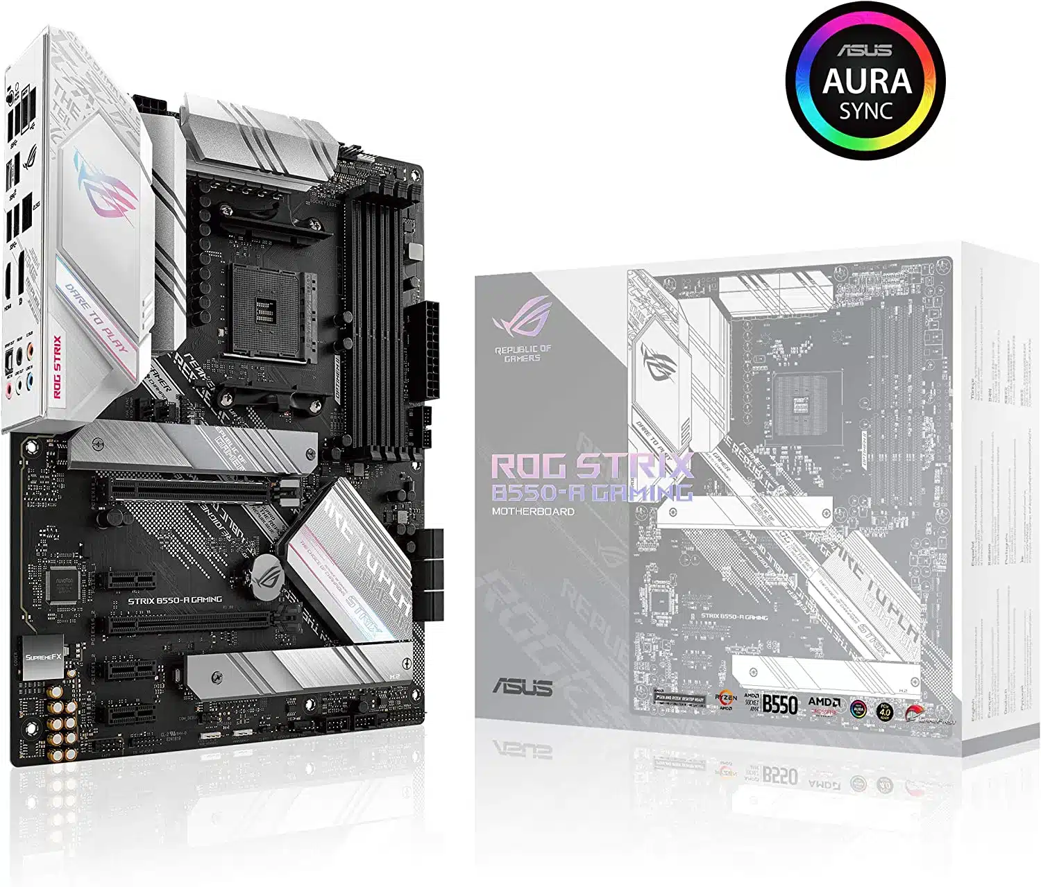 ASUS B550-A Rog Strix_1 Placa Madre ASUS ROG Strix B550-A Gaming, AMD AM4 Ryzen 5000, PCIe 4.0, 2.5Gb LAN, BIOS Flashback, Dual M.2, ARGB Aura Sync, ATX. - Imagen 1
