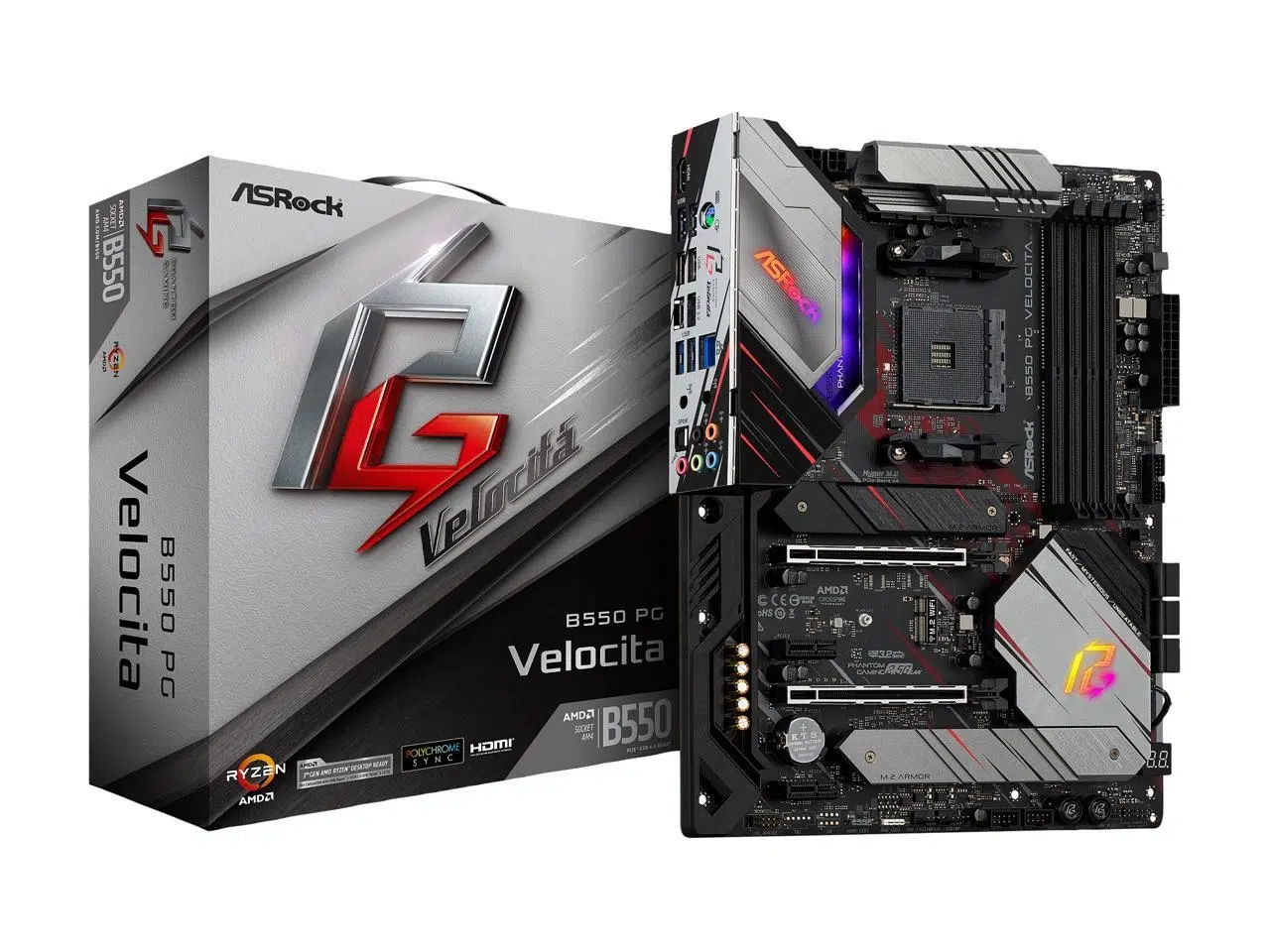 Placa Madre ASRock PG Velocita, Chipset B550, AMD Socket AM4, ATX Placa Madre ASRock PG Velocita, Chipset B550, AMD Socket AM4, ATX - Imagen 1