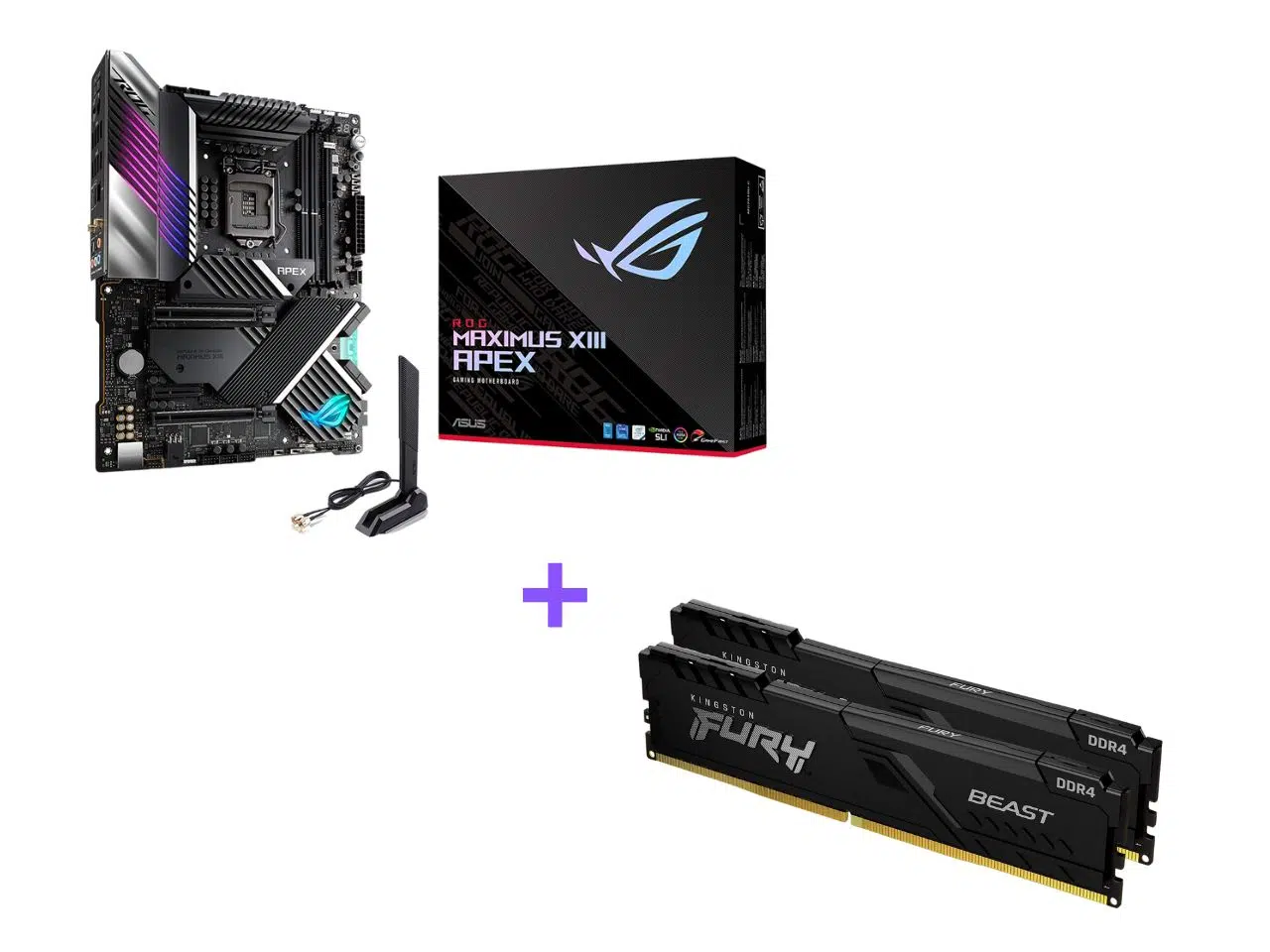 Super Pack - ROG Maximus XIII Apex Chipset Z590 + 32 GB RAM DDR4 3200 MHz Kingston Fury Super Pack - ROG Maximus XIII Apex Chipset Z590 + 32 GB RAM DDR4 3200 MHz Kingston Fury - Imagen 1