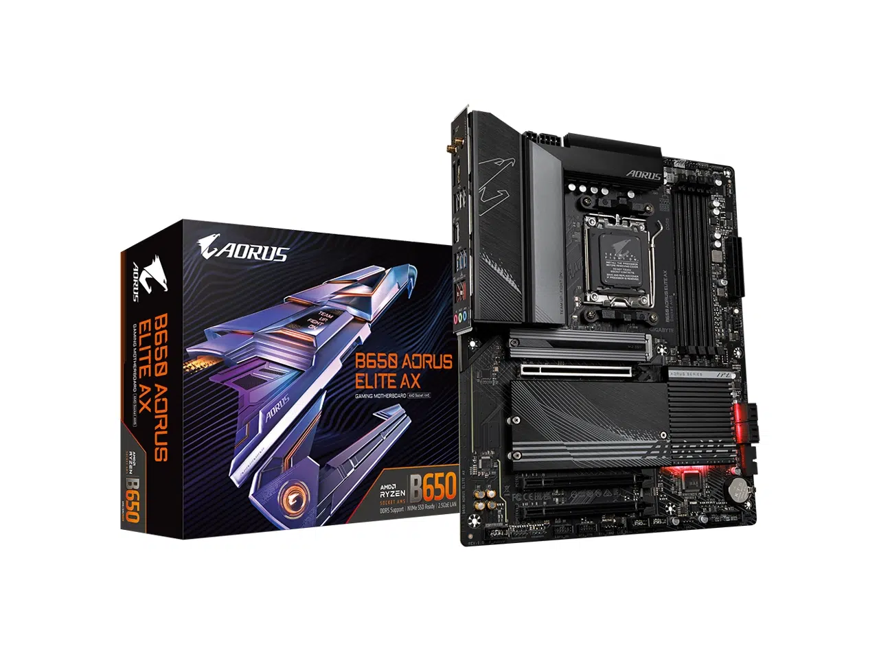 Placa Madre Gigabyte B650 Aorus Elite AX DDR5 AM5 ATX WiFi 6E (Nuevo-Open Box) Placa Madre AMD Gigabyte B650 Aorus Elite AX AM5 DDR5 ATX WiFi 6E (Nuevo-Open Box) - Imagen 1