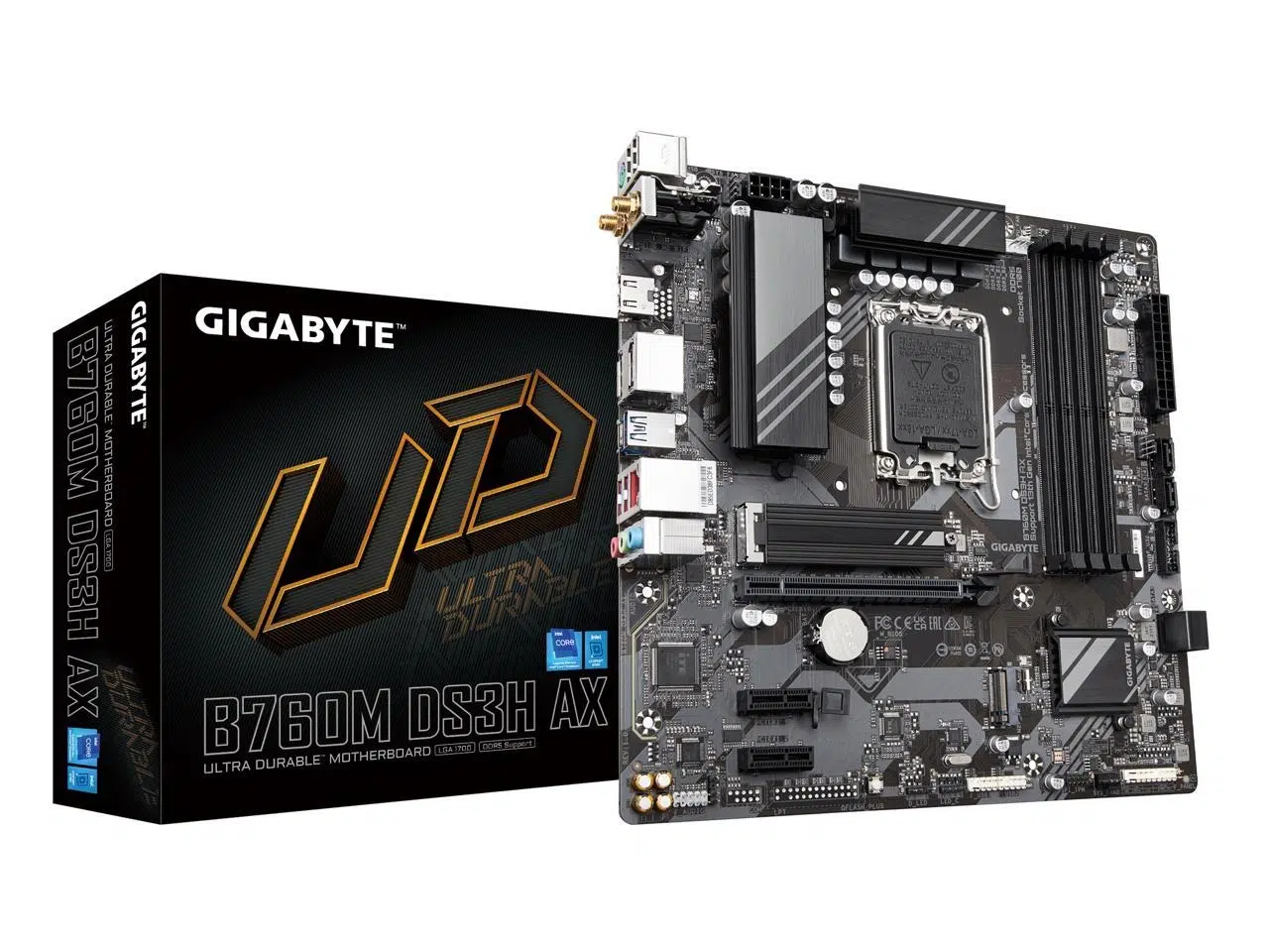 Placa Madre Intel Gigabyte B760M DS3H AX DDR5 mATX (Nuevo-Open box) Placa Madre Intel Gigabyte B760M DS3H AX DDR5 mATX (Nuevo-Open box) - Imagen 1