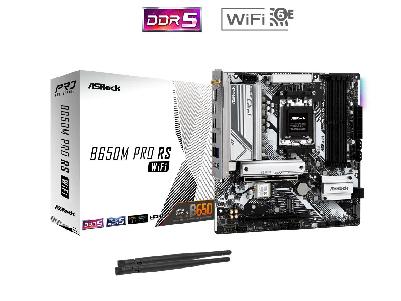 Placa Madre AMD B650M ASRock Pro RS WiFi DDR5 mATX Placa Madre AMD B650M ASRock Pro RS WiFi DDR5 mATX - Imagen 1