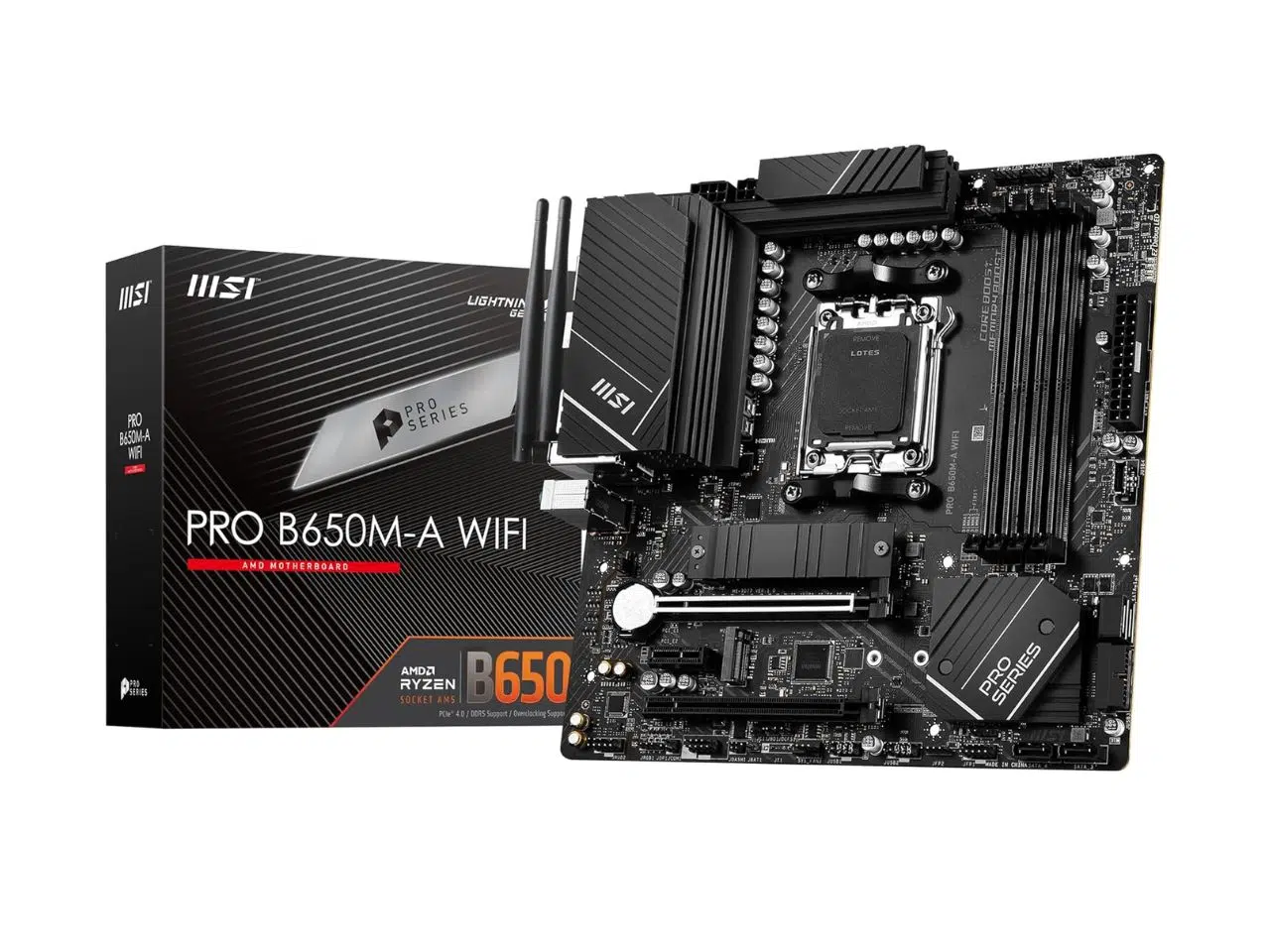 xr:d:DAGBecHM3PM:8,j:716496198525449773,t:24040423 Placa Madre AMD MSI PRO B650M-A WiFi ProSeries AM5 DDR5 mATX (Open Box) - Imagen 1