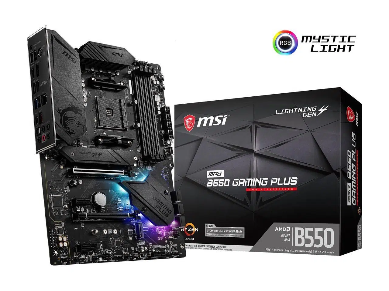 Placa Madre AMD AM4 MSI MPG B550 Gaming Plus DDR4 PCIe 4.0 ATX (Compatible con CPUs serie Ryzen 5000) Placa Madre AMD AM4 | MSI MPG B550 Gaming Plus | DDR4 | ATX (Compatible Ryzen 5000) | Open Box - Imagen 1