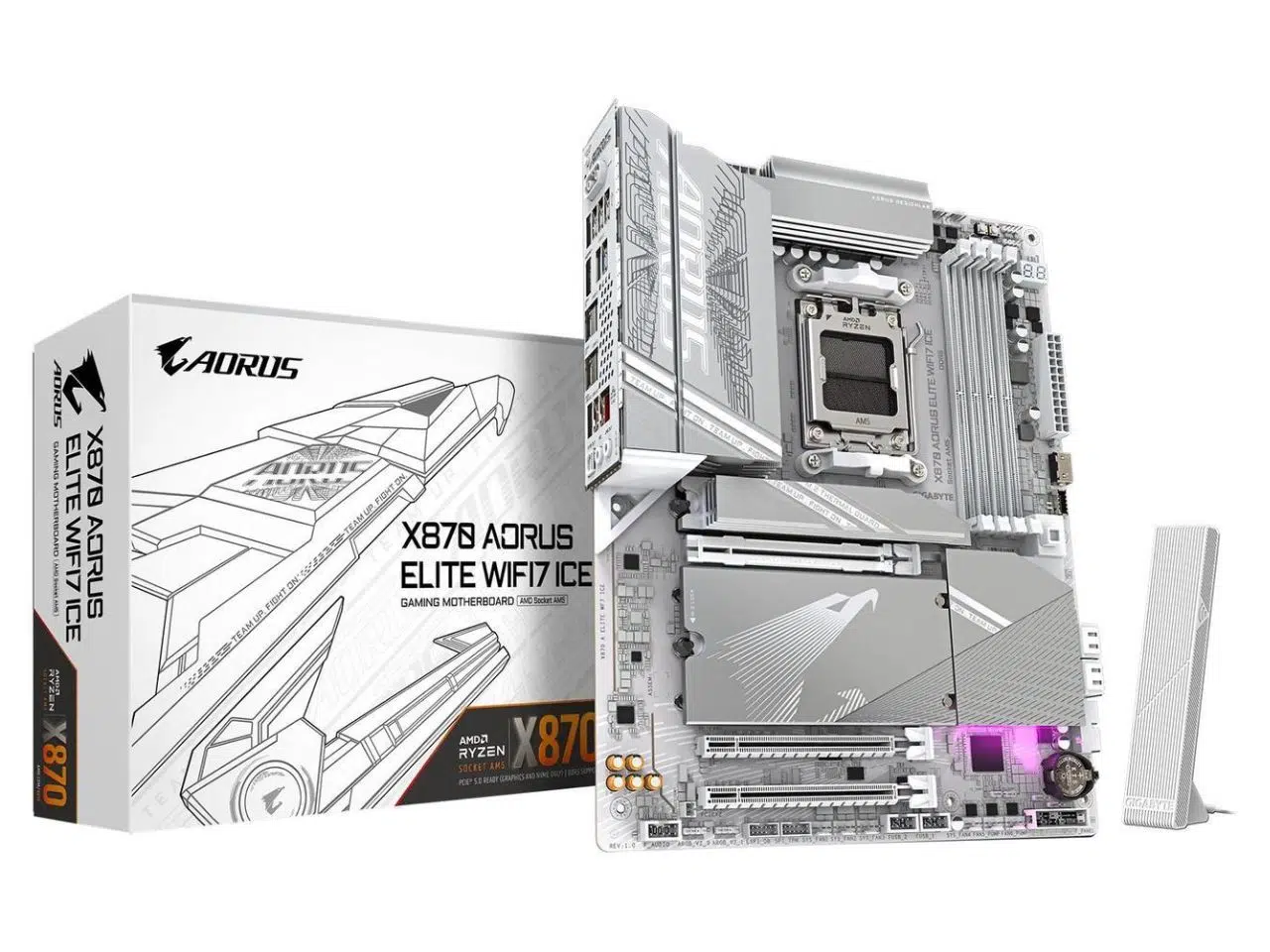 X870 Aorus Elite WIFI7 Ice_1 Placa Madre AMD AM5 Aorus X870 Elite WiFi7 Ice ATX - Imagen 1