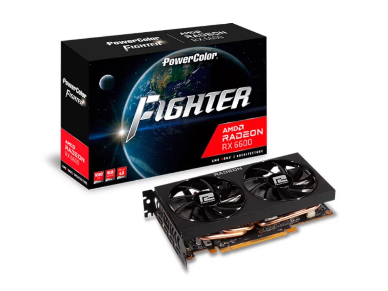 RX 6600 Powercolor_1 Tarjeta de video AMD RX 6600 | 8 GB GDDR6 | PowerColor Fighter | (Semi nuevo) - Imagen 1