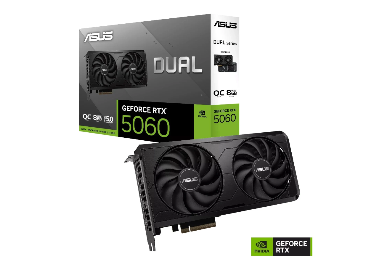 ASUS RTX 5060 DUAL OC EVO_1 Nvidia RTX 5060 | 8GB VRAM | Asus Dual OC EVO - Imagen 1