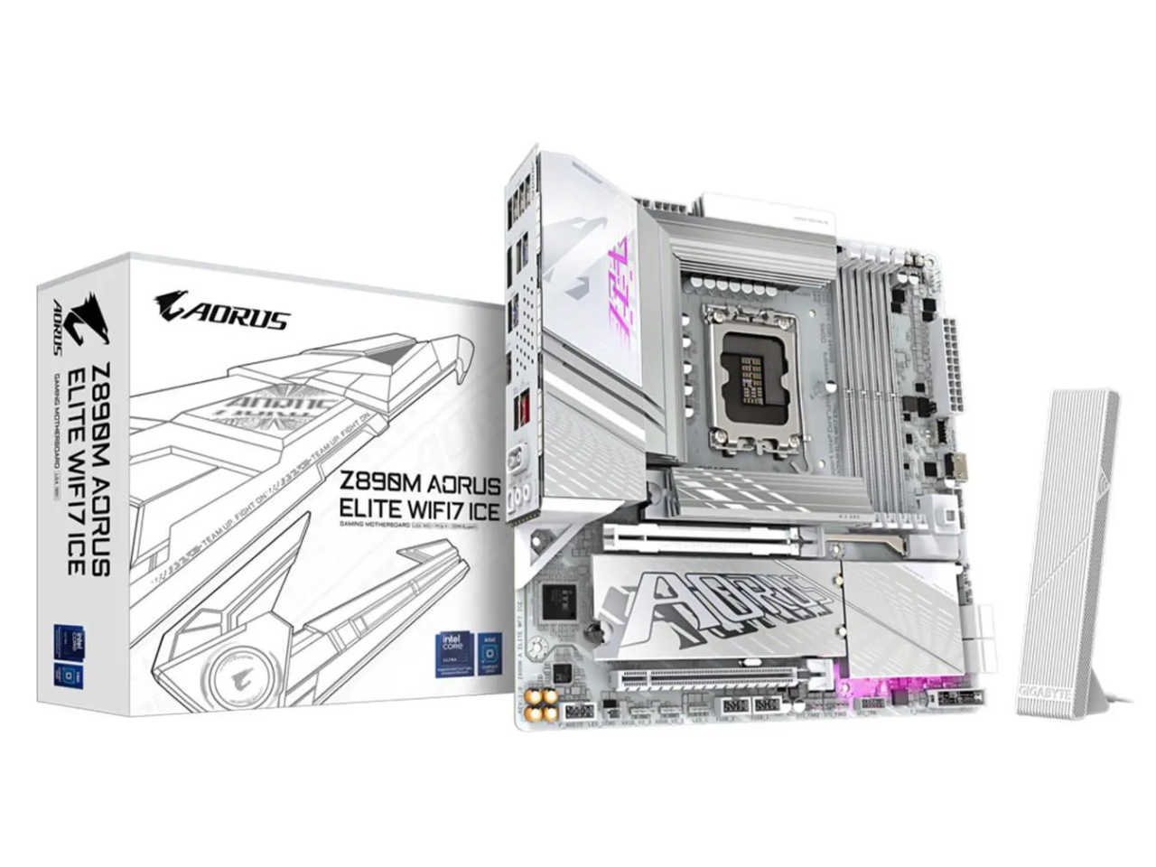 AORUS Z890M ELITE WIFI 7 ICE Placa Madre Intel | Gigabyte Aorus Elite Z890M WiFi7 ICE | DDR5 | mATX - Imagen 1
