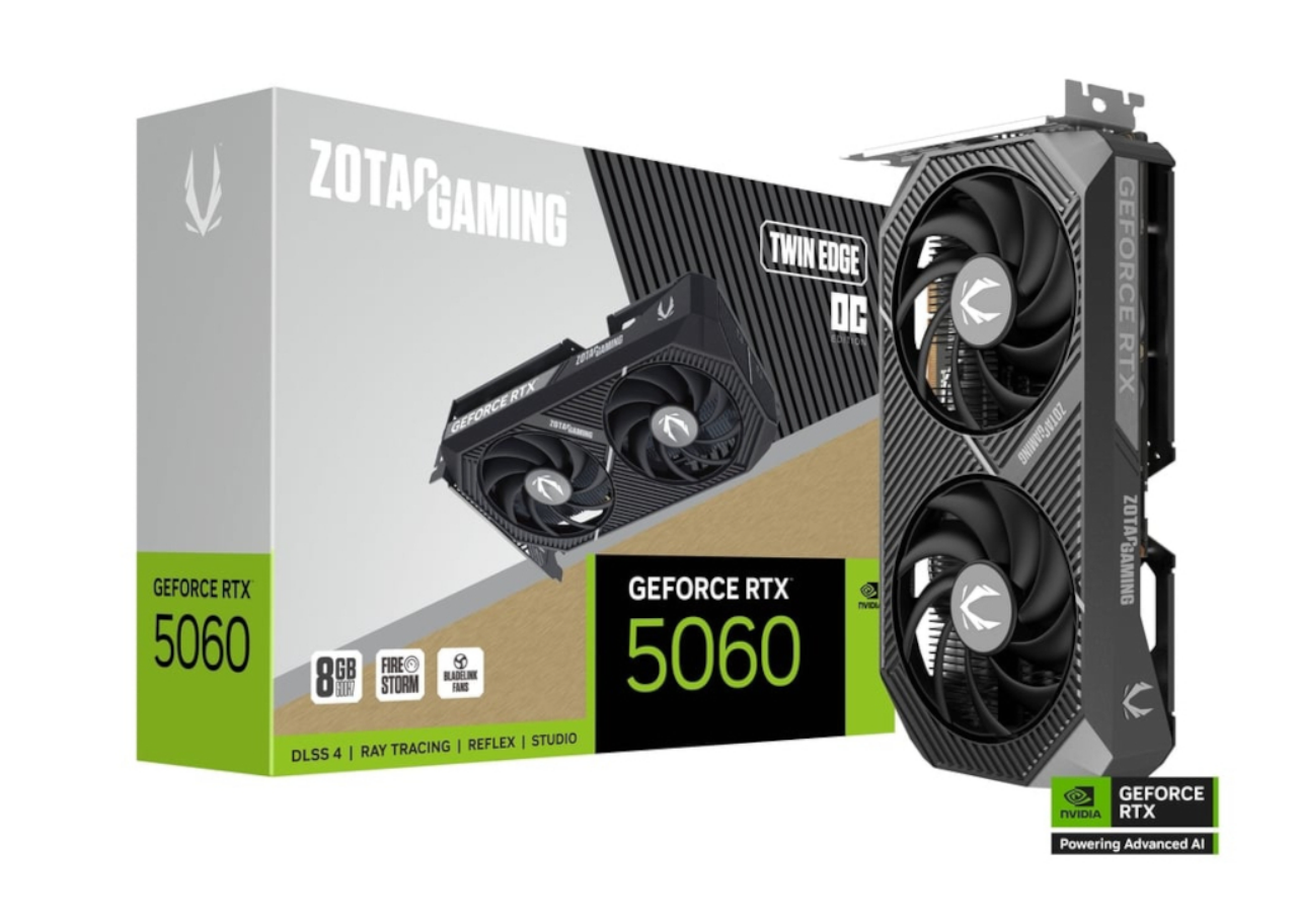 Zotac RTX 5060 Twin Edge_1 Nvidia RTX 5060 | 8GB VRAM | Zotac Twin Edge OC - Imagen 1